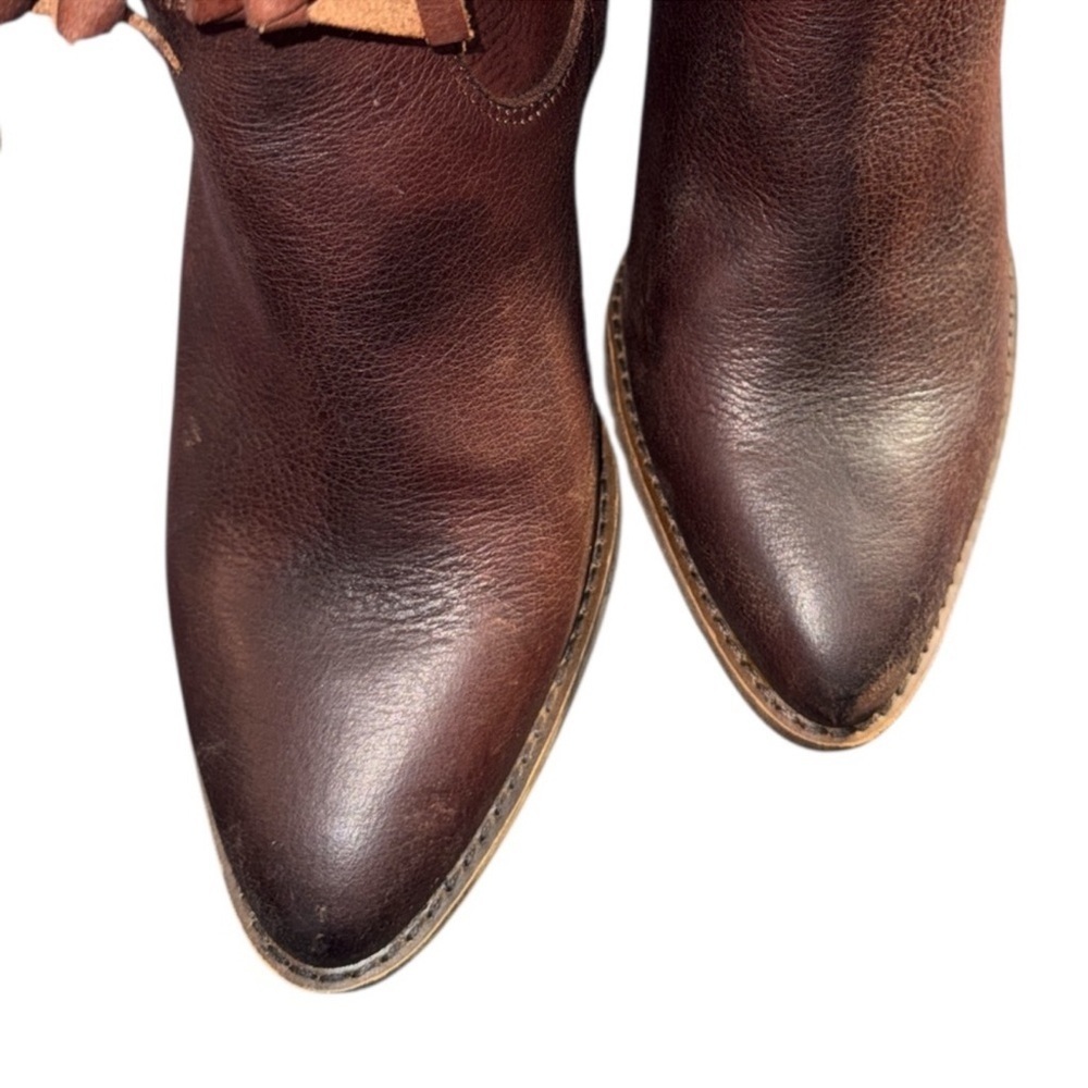 Zodiac Brown Leather Fringe Cowgirl Western Boho Rodeo Boots Womens 9 - Picture 8 of 12